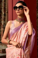 Pink Art Silk Printed Saree