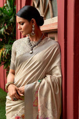 Grey Art Silk Printed Saree