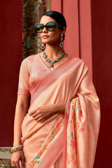 Orange Art Silk Printed Saree