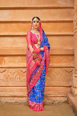 Blue Silk Printed Saree