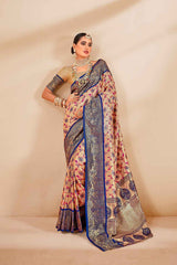 Beige Tissue Woven Saree