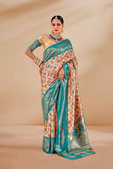 Beige Tissue Woven Saree