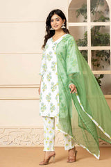 Multi-Color Floral Print Pure Cotton Kurta Set