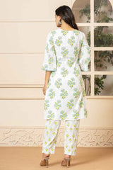 Multi-Color Floral Print Pure Cotton Kurti Set