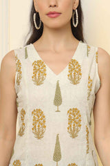 Yellow Ethnic Motifs Pure Cotton Top