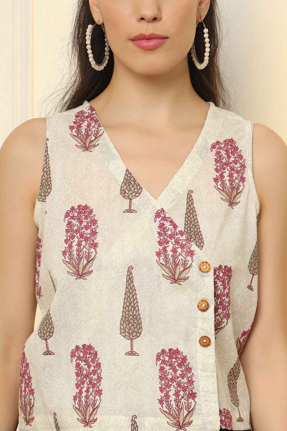 Multi-Color Ethnic Motifs Pure Cotton Top