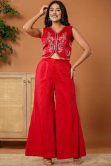 Red Thread Work Cotton Co-Ord Sets