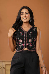 Black Thread Work Cotton Co-Ord Set