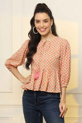 Multi-Color Floral Print Pure Cotton Top