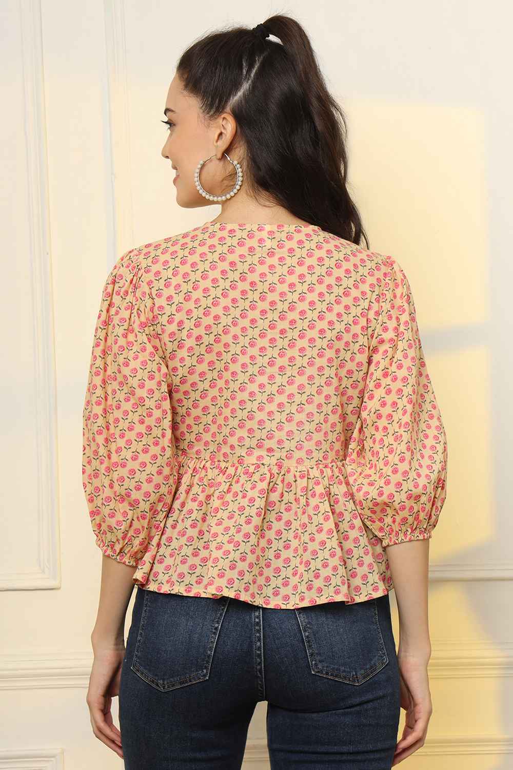 Multi-Color Floral Print Pure Cotton Top