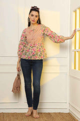 Multi-Color Floral Print Pure Cotton Top