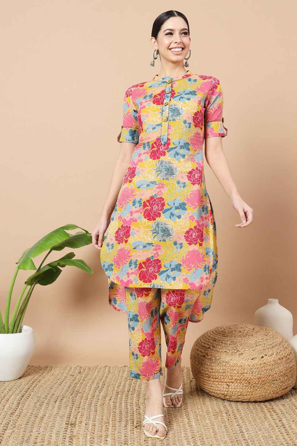 Yellow Floral Printed Co-ord Sets