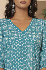 Blue Ethnic Motifs Pure Cotton Kurta Set