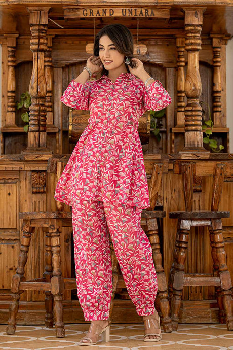 Pink Ethnic Motifs Cotton Co-Ord Sets