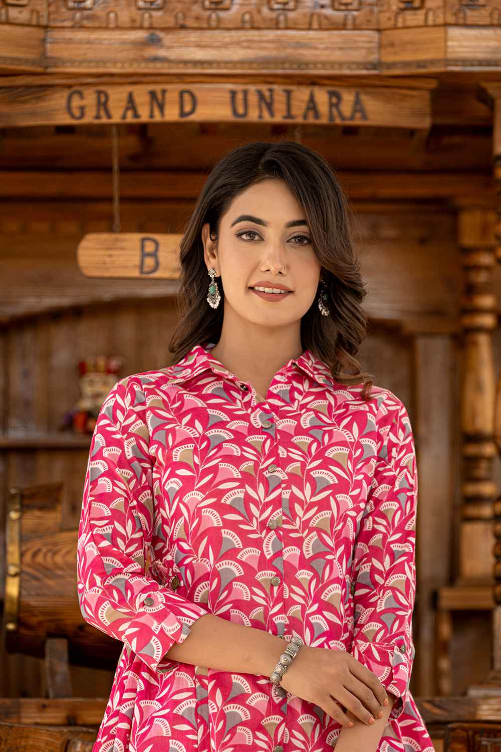 Pink Ethnic Motifs Cotton Co-Ord Sets