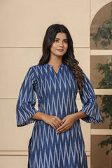 Blue Chevron Print Cotton Co-Ord Set