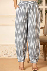 Grey Chevron Print Cotton Co-Ord Sets