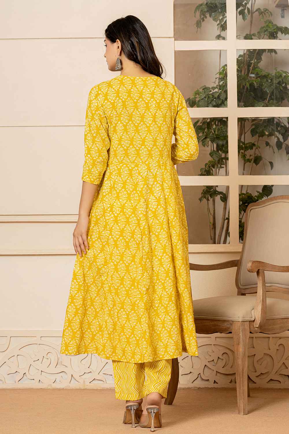 Yellow Ethnic Motifs Sequins Work Pure Cotton Kurta Set