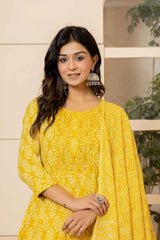 Yellow Ethnic Motifs Sequins Work Pure Cotton Kurta Set