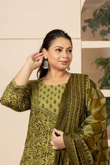 Green Ethnic Motifs Sequins Work Pure Cotton Kurta Set