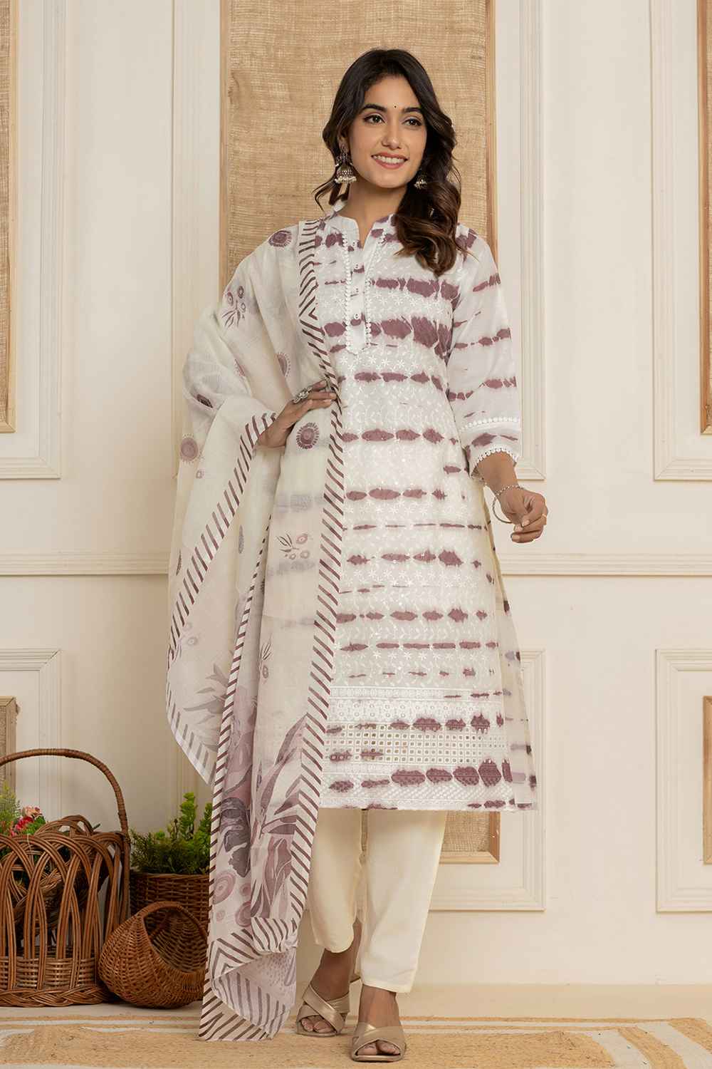 Multi-Color Tie & dyed Pure Cotton Kurti Set