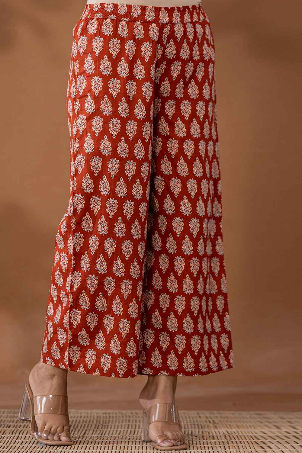 Red Ethnic Motifs Thread Work Pure Cotton Kurta Set