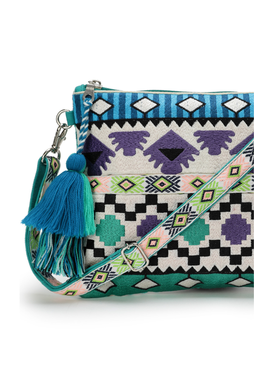 Tribal Multi Acrylic Jacquard Ethnic Motifs Embroidered Sling Bag