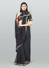 Navy Blue Georgette Printed Party Wear Bandhani Saree