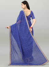 Blue Georgette Printed Party Wear Bandhani Saree