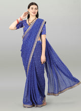 Blue Georgette Printed Party Wear Bandhani Saree