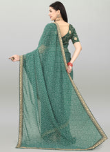 Green Georgette Printed Party Wear Bandhani Saree