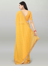 Yellow Georgette Printed Party Wear Bandhani Saree