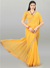 Yellow Georgette Printed Party Wear Bandhani Saree