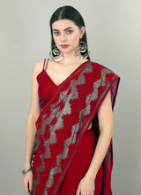 Red Georgette Sequins Saree