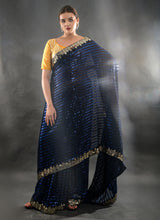 Navy Blue Georgette Sequins Saree