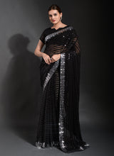 Black Georgette Sequins Saree