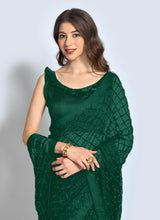 Green Georgette Sequins Saree