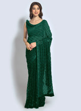 Green Georgette Sequins Saree