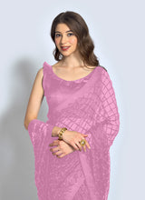 Pink Georgette Sequins Saree