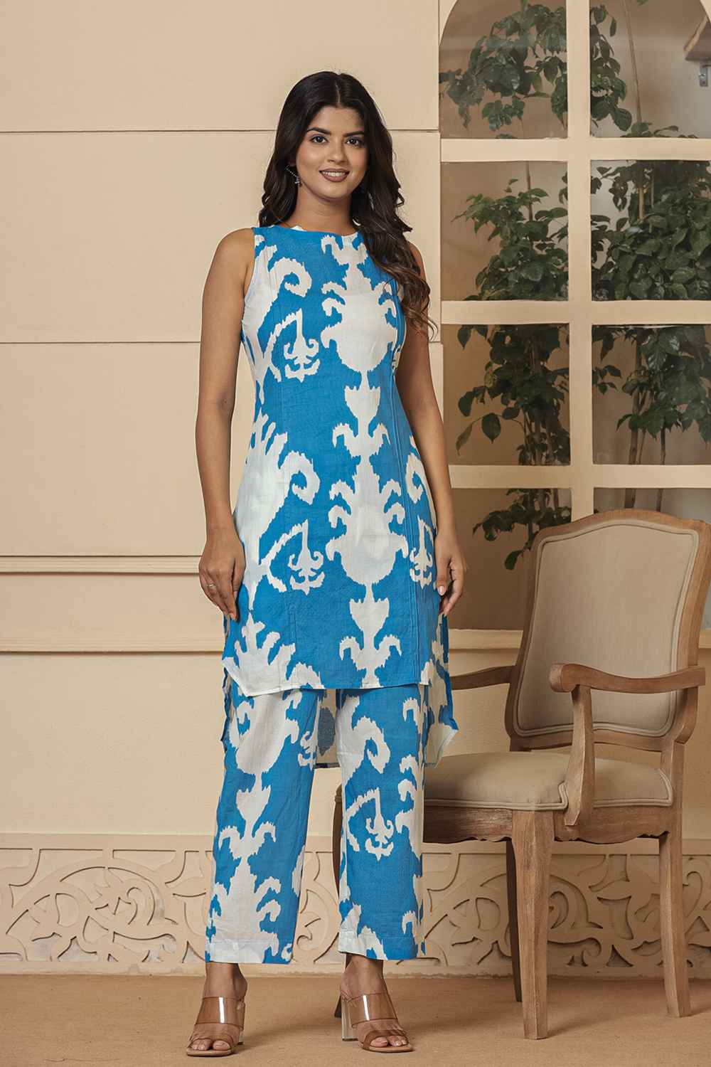 Blue Abstract Print Cotton Co-Ord Sets