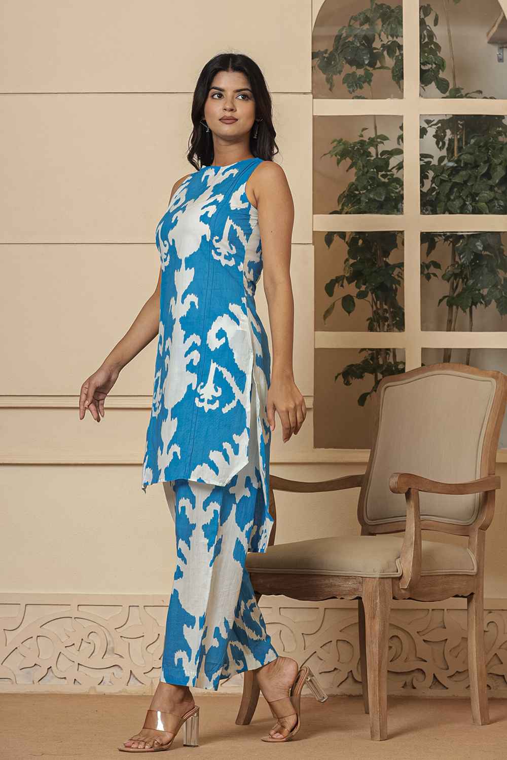 Blue Abstract Print Cotton Co-Ord Sets