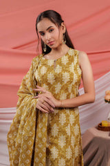 Yellow Ethnic motifs Pure Cotton Kurti Set