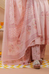 Pink Floral Print Pure Cotton Kurta Set