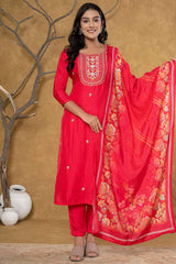 Pink Sequins Work Pure Silk Kurta Set