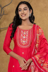 Pink Sequins Work Pure Silk Kurta Set