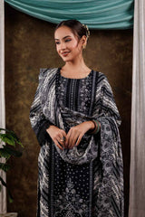 Black Ethnic Motifs Embroidered Muslin Silk Kurta Set