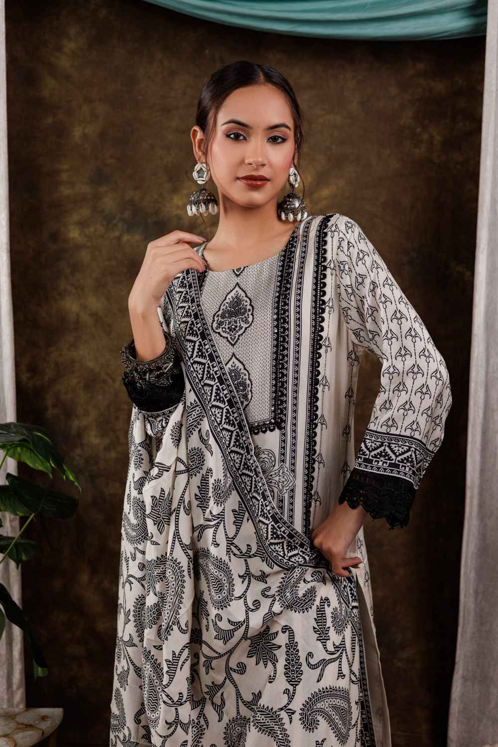 Multi-Color Ethnic Motifs Embroidered Muslin Silk Kurta Set