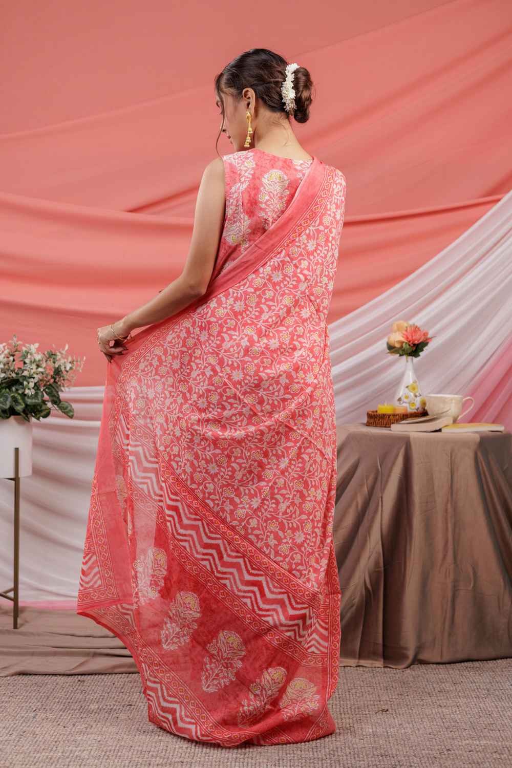 Pink Floral Print Pure Cotton Kurta Set