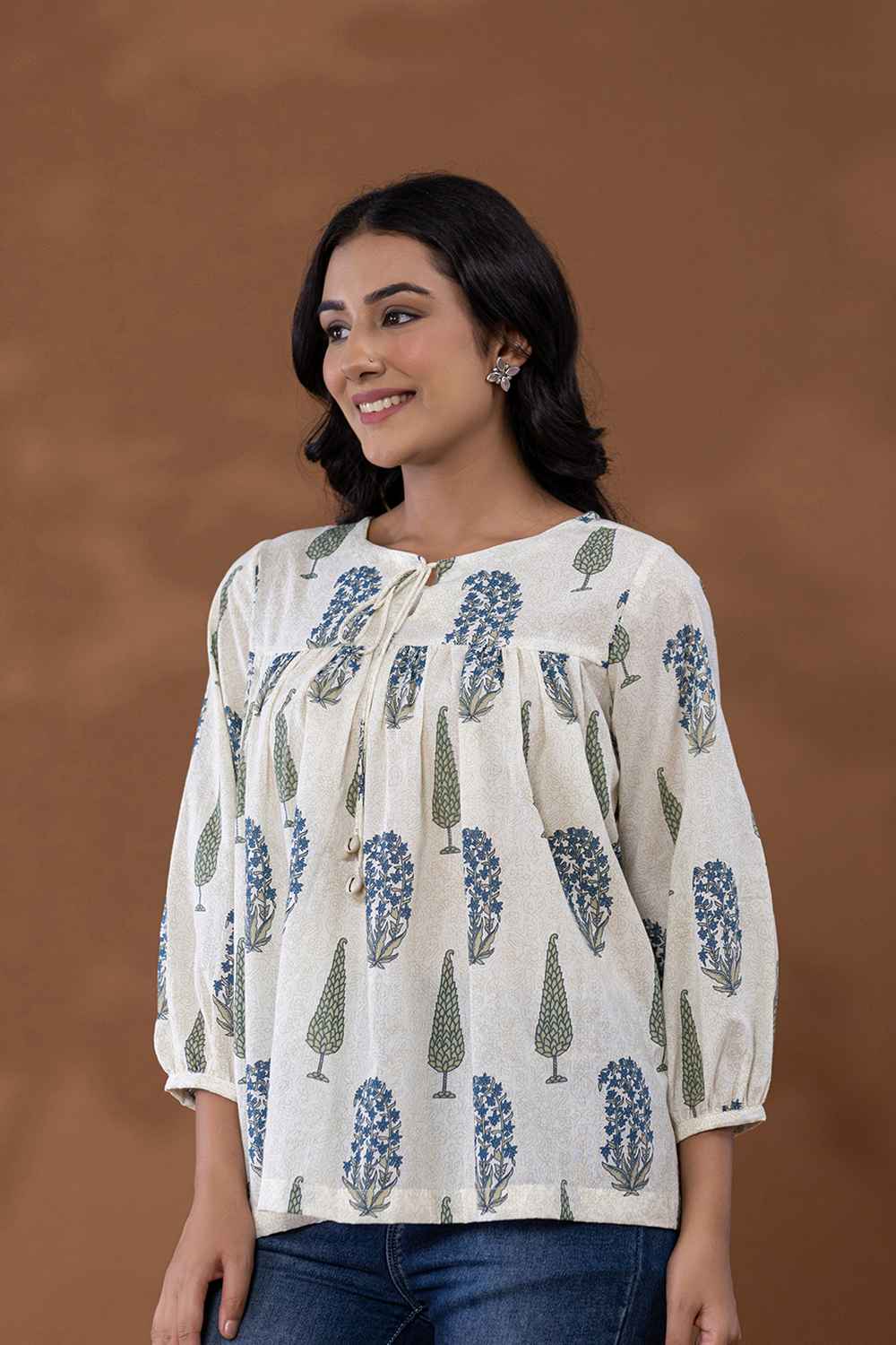 White Ethnic Motifs Pure Cotton Top