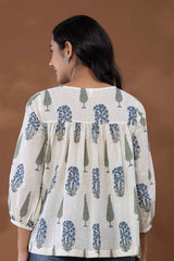 White Ethnic Motifs Pure Cotton Top